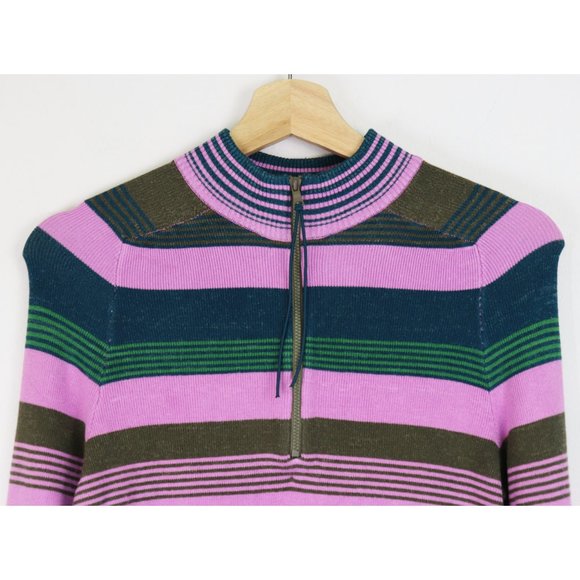 NWT Free People Rip Tide Zip Mock Neck Sweater Long Sleeve 1/4 Zip Teal Purple S - Picture 5 of 9